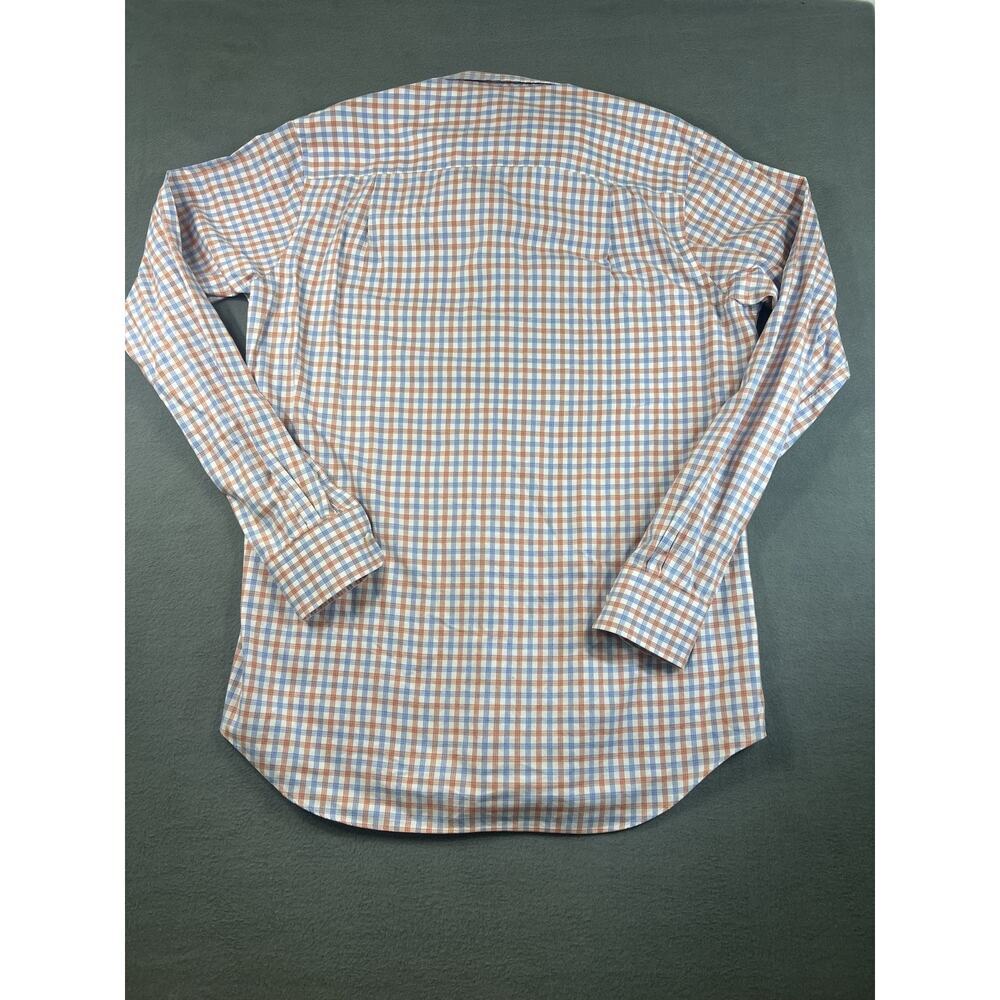 David Donahue Men's Light Blue Orange Plaid Button Down Shirt Size 16.5 - 36/37 - Picture 6 of 6